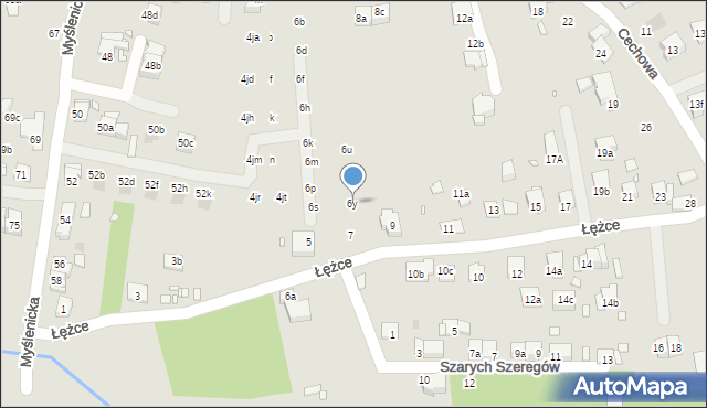 Kraków, Cechowa, 6y, mapa Krakowa