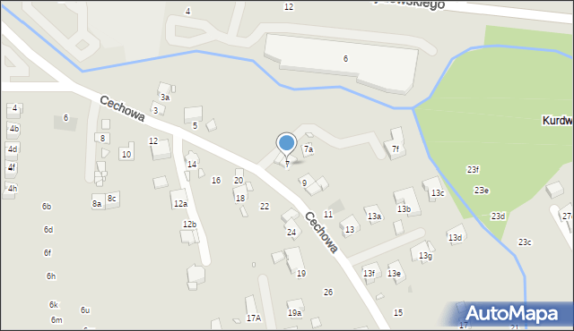 Kraków, Cechowa, 7, mapa Krakowa