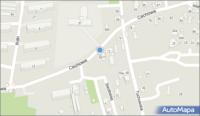 Kraków, Cechowa, 70, mapa Krakowa