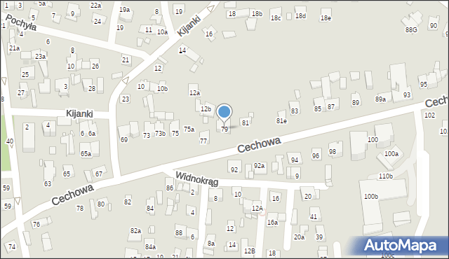 Kraków, Cechowa, 79, mapa Krakowa