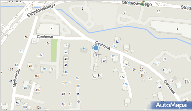 Kraków, Cechowa, 8, mapa Krakowa