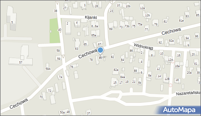 Kraków, Cechowa, 80, mapa Krakowa