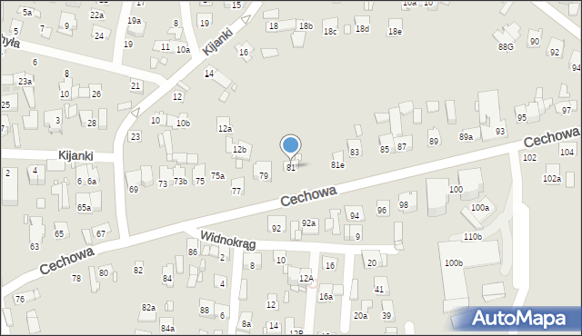 Kraków, Cechowa, 81, mapa Krakowa
