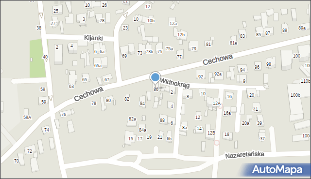 Kraków, Cechowa, 86, mapa Krakowa