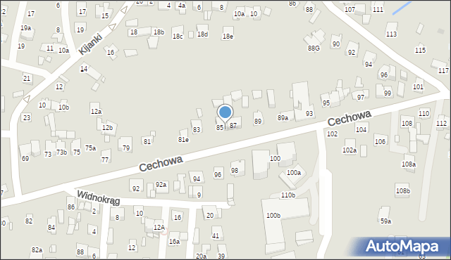 Kraków, Cechowa, 87a, mapa Krakowa