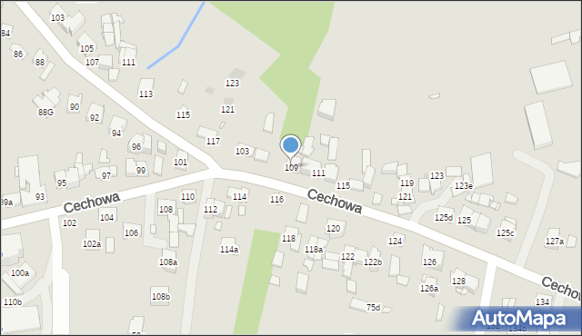 Kraków, Cechowa, 109, mapa Krakowa