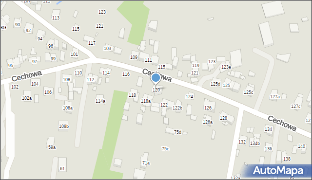 Kraków, Cechowa, 120, mapa Krakowa