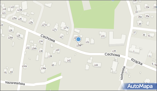 Kraków, Cechowa, 129a, mapa Krakowa