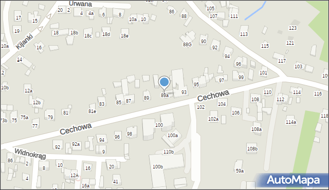 Kraków, Cechowa, 89a, mapa Krakowa