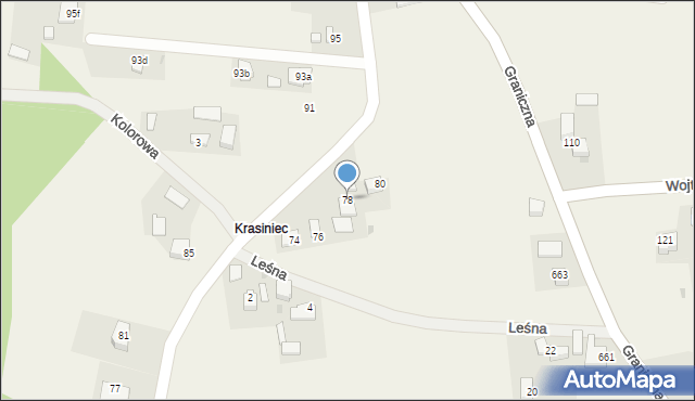 Krasieniec Stary, Centralna, 78, mapa Krasieniec Stary