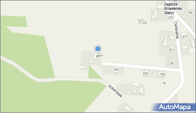 Krasieniec Stary, Centralna, 95f, mapa Krasieniec Stary