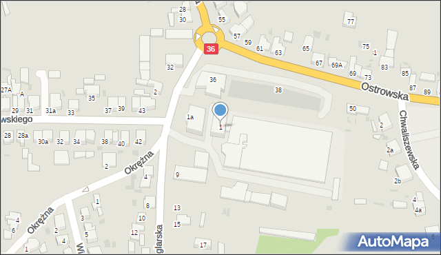 Krotoszyn, Ceglarska, 1, mapa Krotoszyna