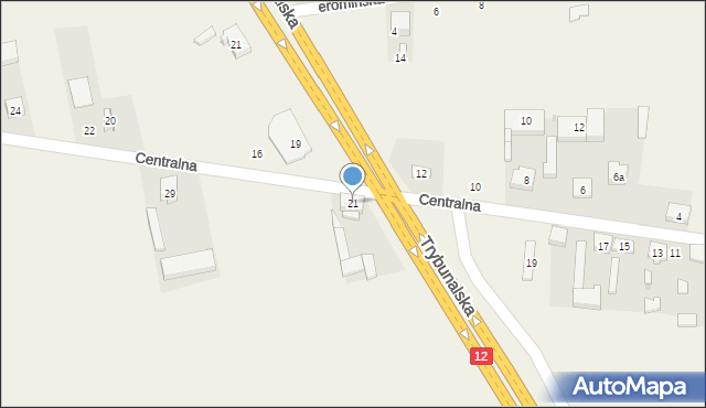 Kruszów, Centralna, 21, mapa Kruszów