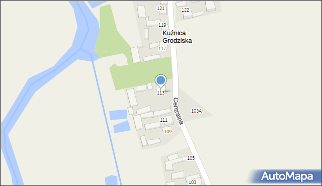 Kuźnica Grodziska, Centralna, 113, mapa Kuźnica Grodziska