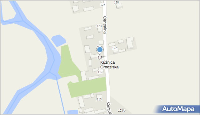 Kuźnica Grodziska, Centralna, 119, mapa Kuźnica Grodziska