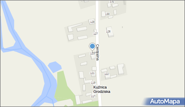 Kuźnica Grodziska, Centralna, 123, mapa Kuźnica Grodziska