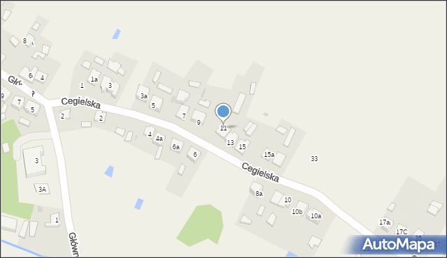 Laski, Cegielska, 11, mapa Laski