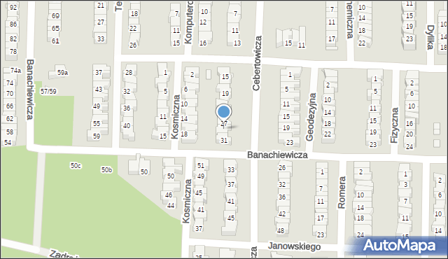 Łódź, Cebertowicza Romualda, prof., 29, mapa Łodzi