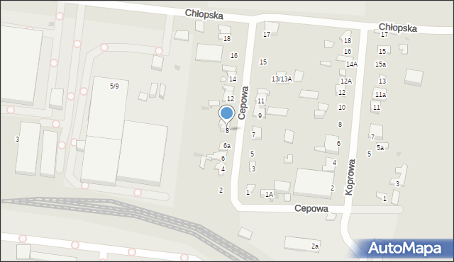 Łódź, Cepowa, 8, mapa Łodzi