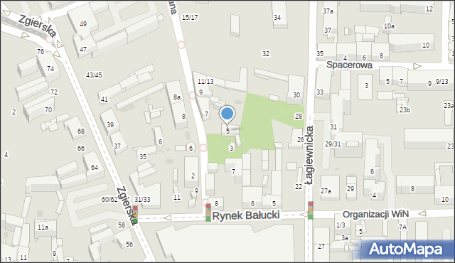 Łódź, Ceglana, 5, mapa Łodzi