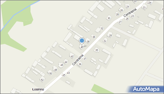 Łosinno, Centralna, 40, mapa Łosinno