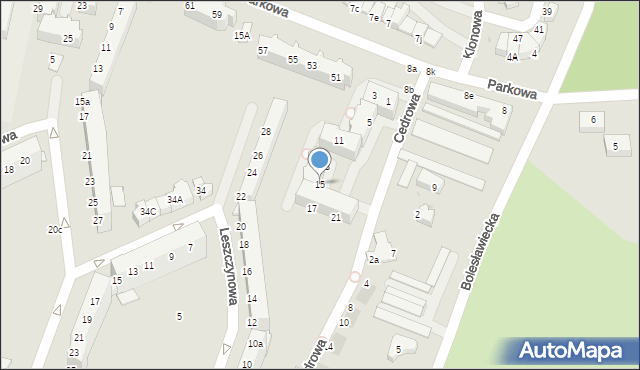 Lubin, Cedrowa, 15, mapa Lubin