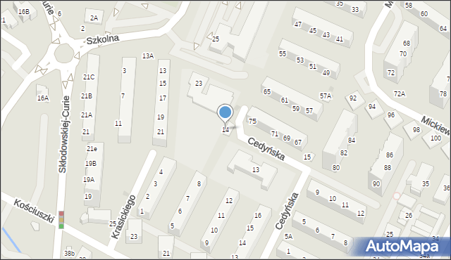 Lubin, Cedyńska, 14, mapa Lubin