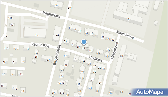 Lublin, Cedrowa, 14, mapa Lublina