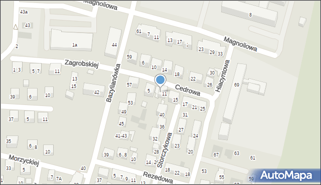 Lublin, Cedrowa, 9, mapa Lublina