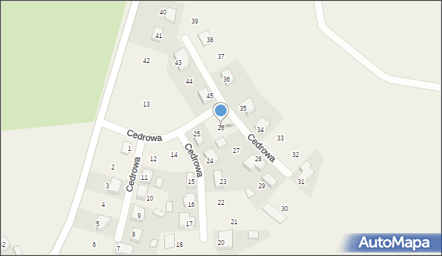 Marszew, Cedrowa, 26, mapa Marszew