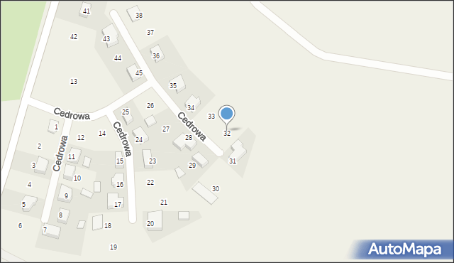 Marszew, Cedrowa, 32, mapa Marszew