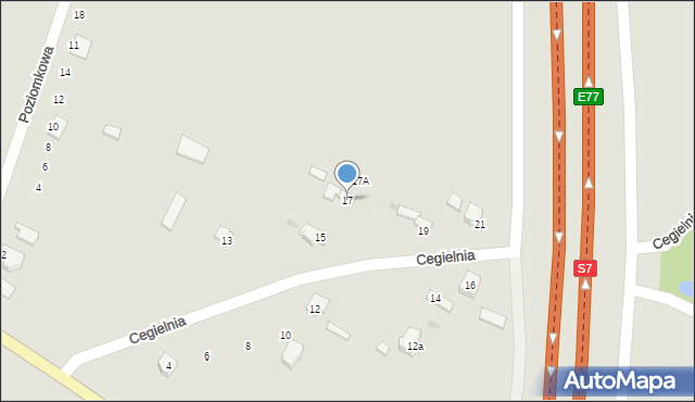 Mława, Cegielnia, 17, mapa Mława