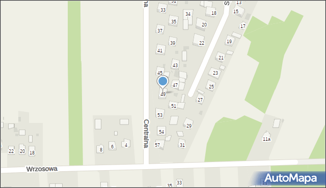 Mniów, Centralna, 49, mapa Mniów