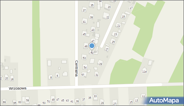 Mniów, Centralna, 51, mapa Mniów