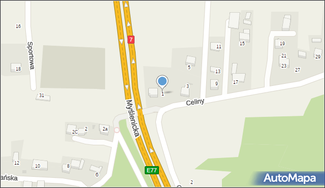 Mogilany, Celiny, 1, mapa Mogilany