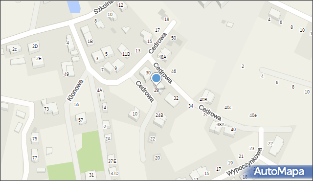 Mosty, Cedrowa, 28, mapa Mosty