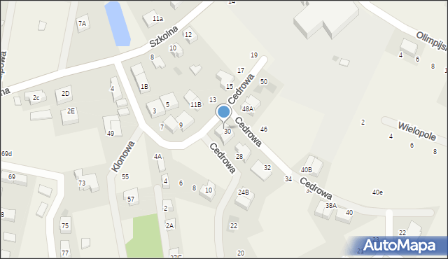 Mosty, Cedrowa, 30a, mapa Mosty