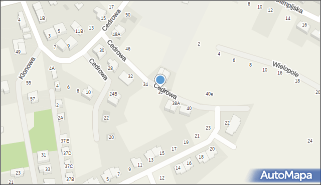 Mosty, Cedrowa, 36, mapa Mosty