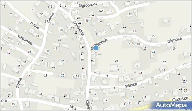 Myślachowice, Centralna, 14, mapa Myślachowice