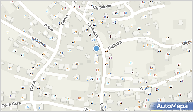 Myślachowice, Centralna, 17, mapa Myślachowice