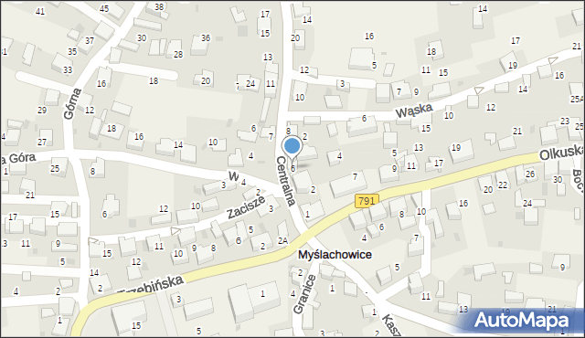 Myślachowice, Centralna, 6, mapa Myślachowice