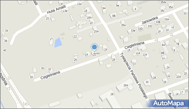 Mysłowice, Cegielniana, 22, mapa Mysłowice