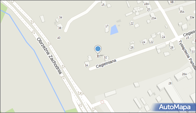 Mysłowice, Cegielniana, 30, mapa Mysłowice