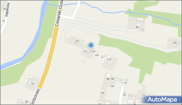 Okocim, Cesarski Gościniec, 121, mapa Okocim