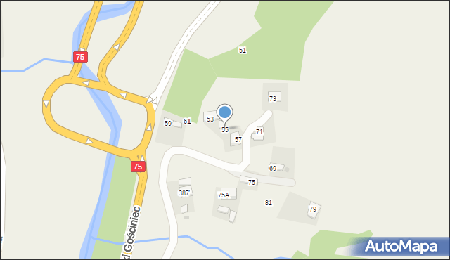 Okocim, Cesarski Gościniec, 55, mapa Okocim