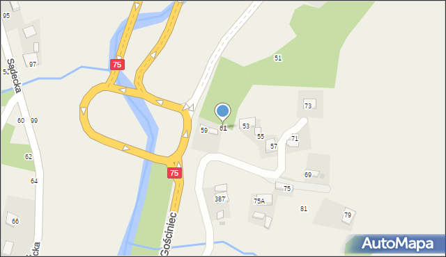 Okocim, Cesarski Gościniec, 61, mapa Okocim