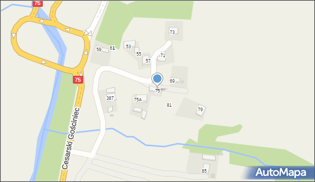 Okocim, Cesarski Gościniec, 75, mapa Okocim