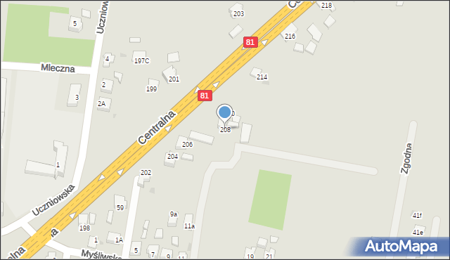 Orzesze, Centralna, 208, mapa Orzesze