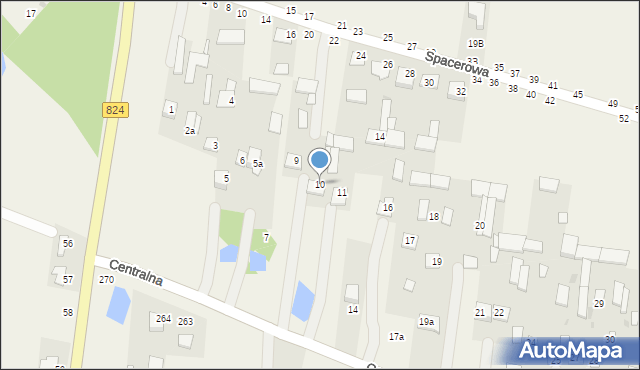 Osiny, Centralna, 10, mapa Osiny