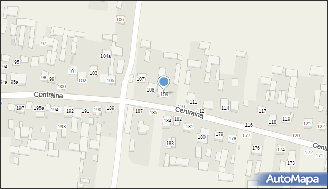 Osiny, Centralna, 109, mapa Osiny